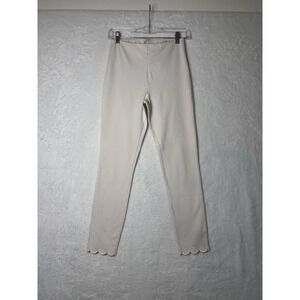 LYSSE Womens Scalloped Hem White High Waist Pants XS EUC